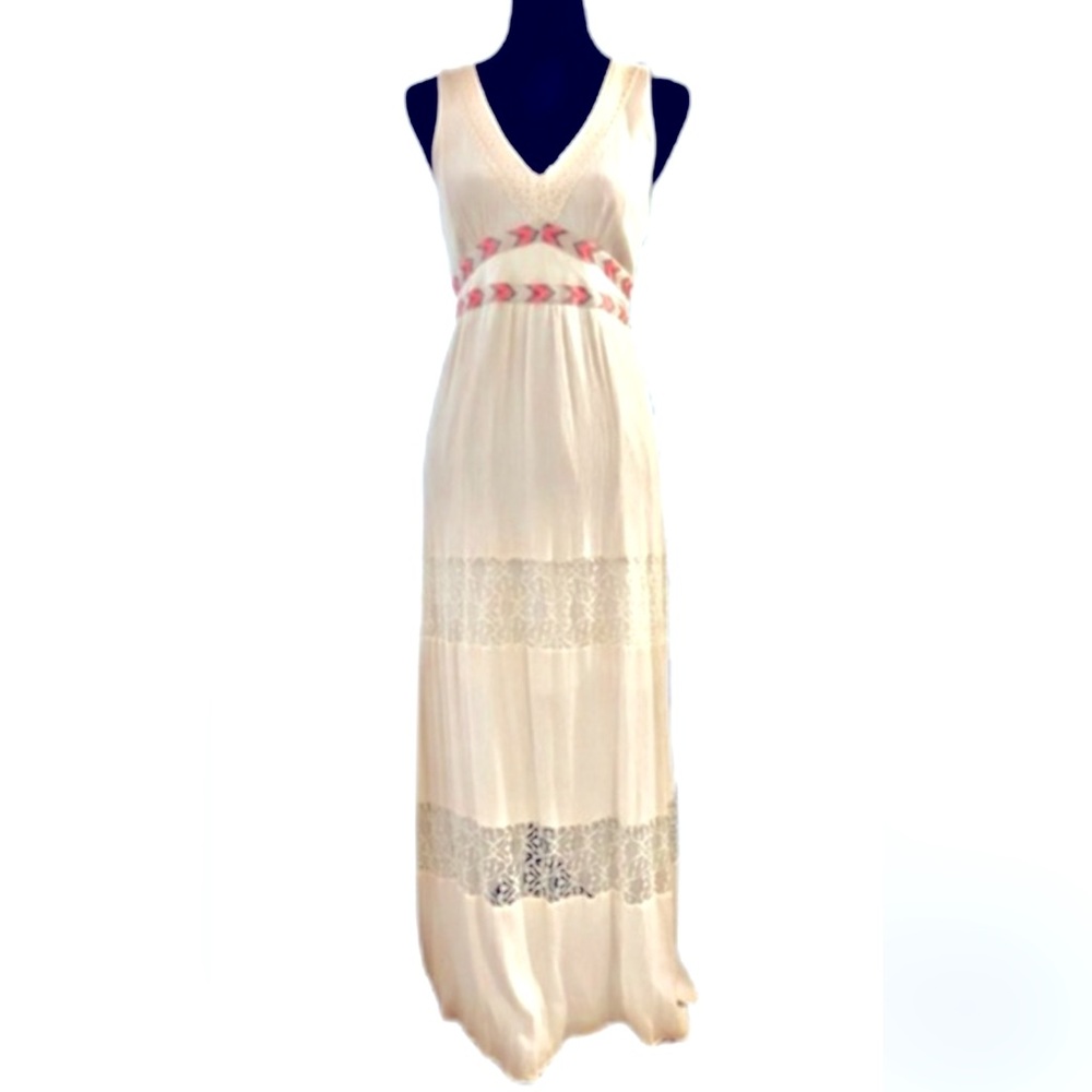 🍅FLYING TOMATOE🍅 GAUZE AZTEC EMPIRE WAIST SLEEVELESS ELASTIC BACK MAXI DRESS🔥